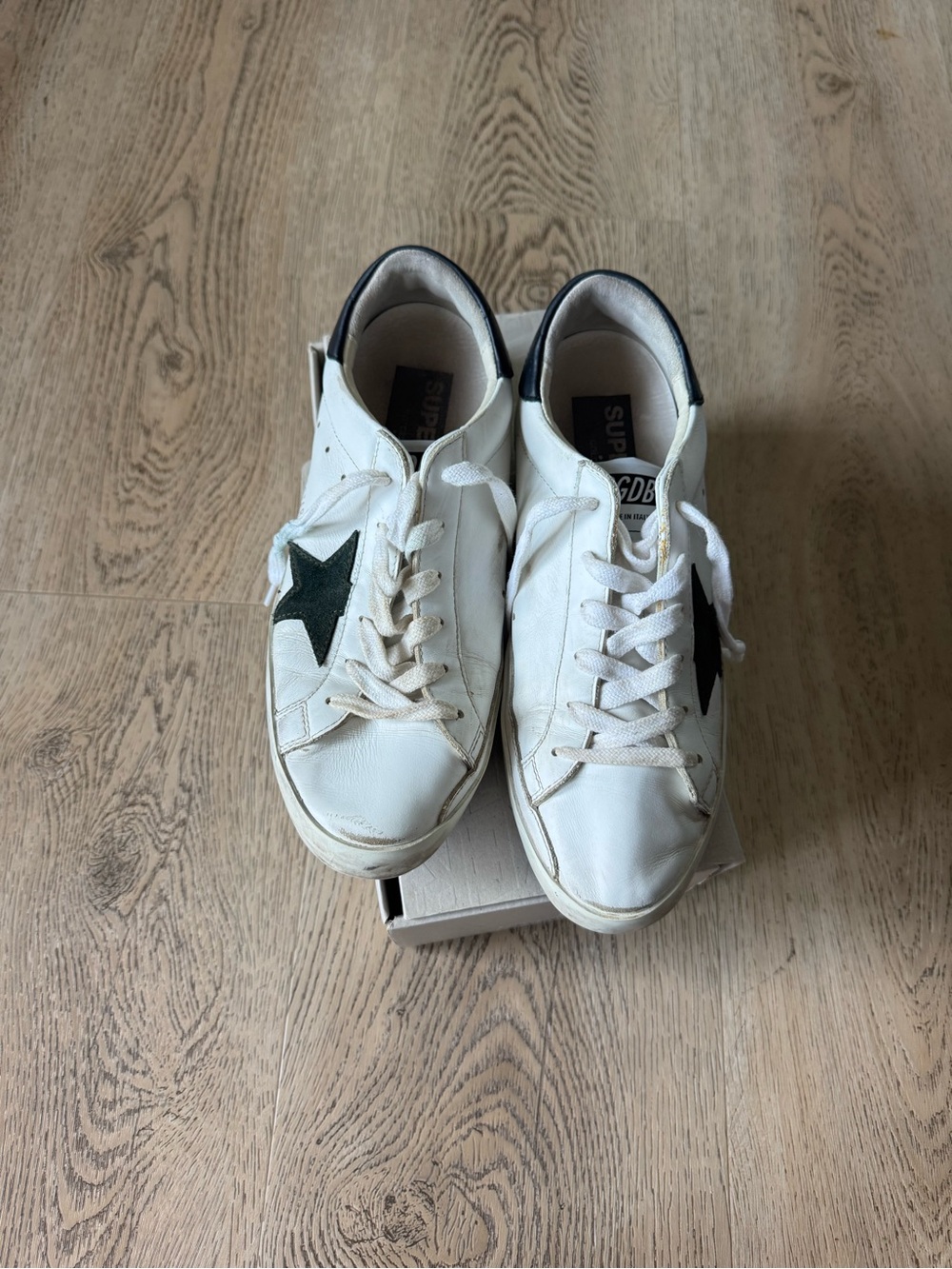 Golden Goose White Low-Top Sneakers with Black Star Accent